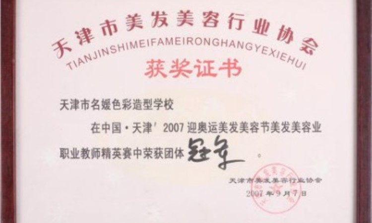 31中国·天津迎奥运美发美容节职业教师精英赛团体冠军